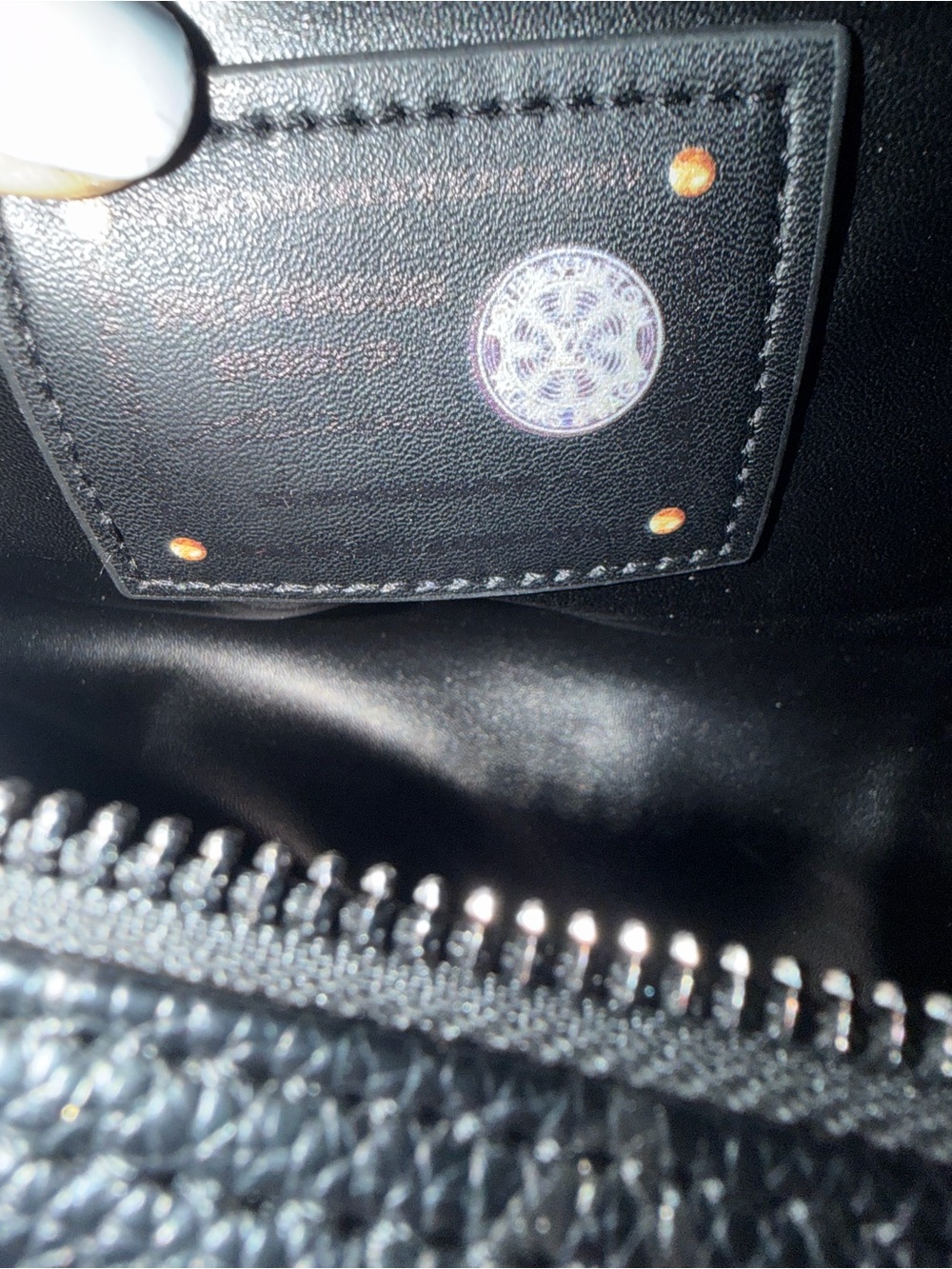 Designer-Inspired Black Monogram Leather Satchel with Removable Pouch - Picture 5 of 7